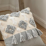 Throw Pillow Cover | Grey Diamond Neutral - Embroidered - Seahorse Mansion 