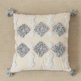 Throw Pillow Cover | Grey Diamond Neutral - Embroidered - Seahorse Mansion 