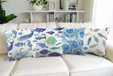 Throw Pillow Covers | Blue Ocean Life - 4 patterns, 2 sizes - Seahorse Mansion 