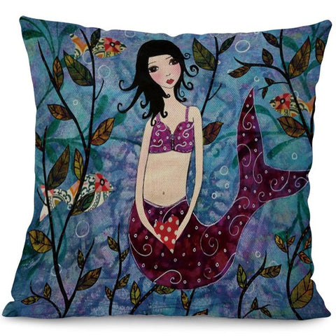 Throw Pillow Cover | Mermaid Brights  - 4 styles - Seahorse Mansion 