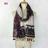 Tasseled Wrap Scarf | Women's Cotton Voile - 22 styles - Seahorse Mansion 