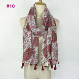 Tasseled Wrap Scarf | Women's Cotton Voile - 22 styles - Seahorse Mansion 