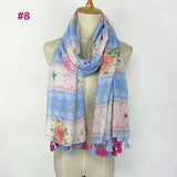 Tasseled Wrap Scarf | Women's Cotton Voile - 22 styles - Seahorse Mansion 