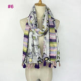 Tasseled Wrap Scarf | Women's Cotton Voile - 22 styles - Seahorse Mansion 