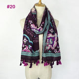 Tasseled Wrap Scarf | Women's Cotton Voile - 22 styles - Seahorse Mansion 