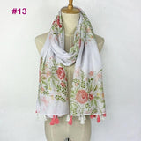 Tasseled Wrap Scarf | Women's Cotton Voile - 22 styles - Seahorse Mansion 