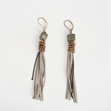 Tassel Earrings - Stone Beaded Suede - Seahorse Mansion 