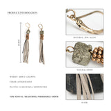 Tassel Earrings - Stone Beaded Suede - Seahorse Mansion 