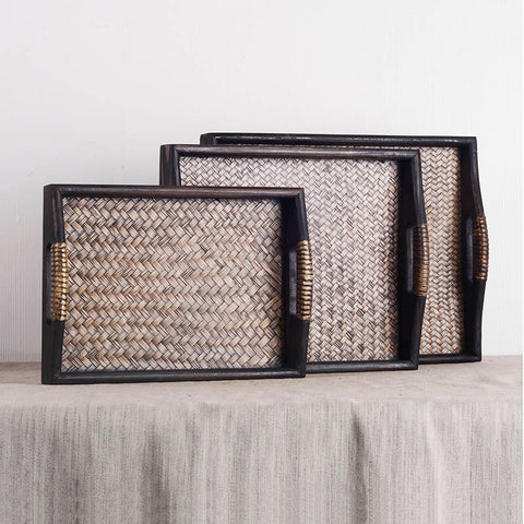 Serving Tray | Dark Bamboo Rattan - 4 sizes - Seahorse Mansion 