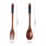 Wooden Long Handled Spoon and Fork Set - 2 colors - Seahorse Mansion 