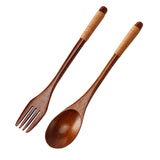 Wooden Long Handled Spoon and Fork Set - 2 colors - Seahorse Mansion 