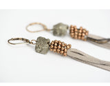 Tassel Earrings - Stone Beaded Suede - Seahorse Mansion 