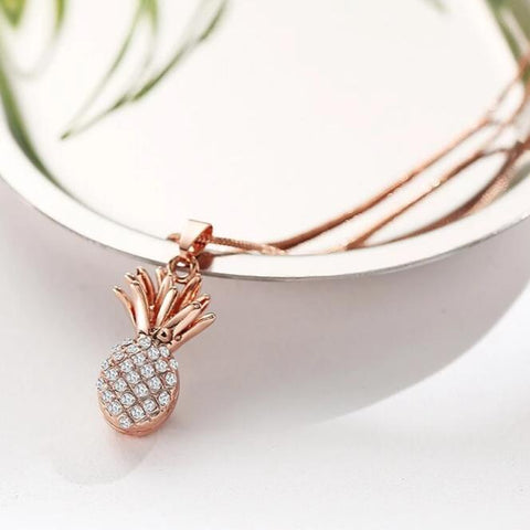 Pineapple Necklace | Inset Crystal - Gold, Silver or Rose Gold - Seahorse Mansion 