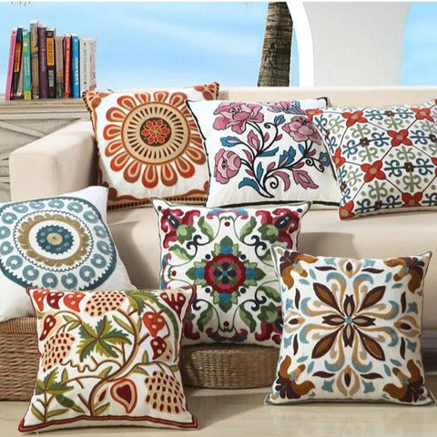 Throw Pillow Covers | Bountiful Embroidery  - 20 Designs - Seahorse Mansion 