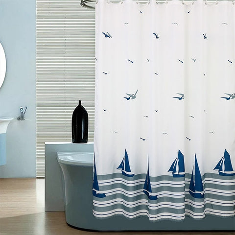 Shower Curtain | Seagulls & Sailboats - 9 sizes - Seahorse Mansion 