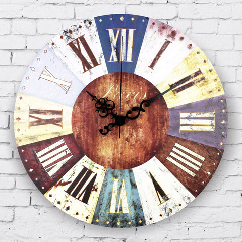 Wall Clock | Retro Worn Finish - 3 sizes - Seahorse Mansion 