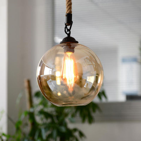 Pendant Light | Glass Globe on Rope - 3 sizes - Seahorse Mansion 